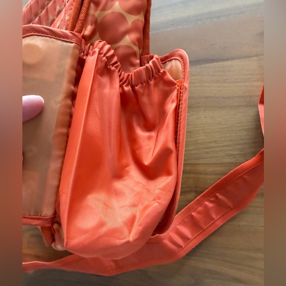 Lug Quilted Orange Crossbody Organizer Bag. Interior & exterior pockets. - Picture 6 of 10